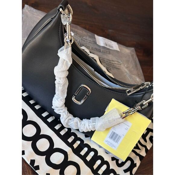 Marc Jacobs The J Marc Curve Top Handle Leather Shoulder Bag In Black - Picture 8 of 10